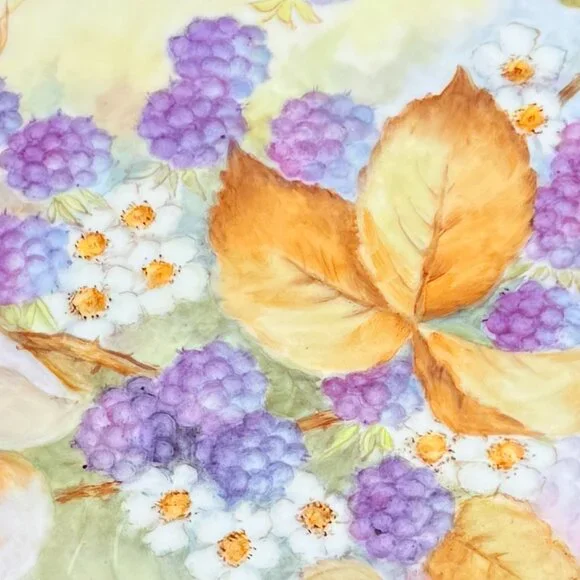 OOAK Hand painted signed Porcelain tray with blackberries vintage - Picture 7 of 10